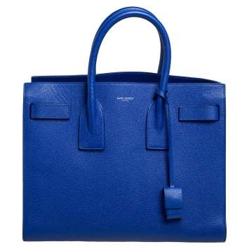 Pre Owned Saint Laurent Blue Leather Small Classic Sac De Jour Tote