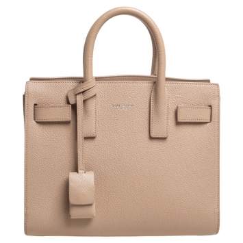 Pre Owned Saint Laurent Beige Leather Nano Classic Sac De Jour Tote