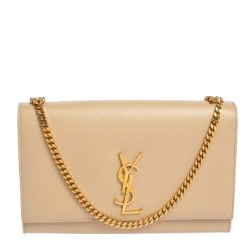 Pre Owned Saint Laurent Beige Leather Medium Kate Shoulder Bag