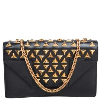 Pre Owned Saint Laurent Black Leather Mini Studded Betty Clous Shoulder Bag