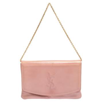 Pre Owned Saint Laurent Pink Patent Leather Chain Clutch