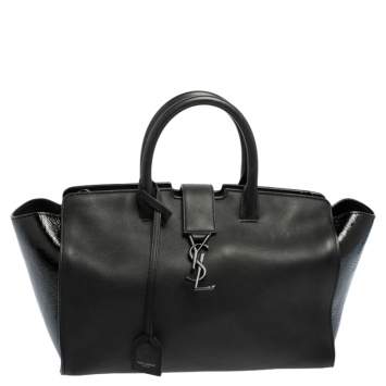 Pre Owned Saint Laurent Black Patent and Leather Small Downtown Cabas Tote