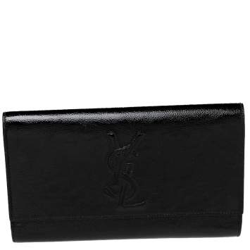 Pre Owned Saint Laurent Black Patent Leather Belle De Jour Flap Clutch