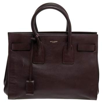 Pre Owned Saint Laurent Burgundy Leather Small Classic Sac De Jour Tote