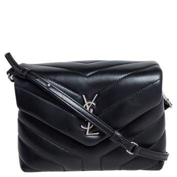 Pre Owned Saint Laurent Black Quilted Leather Toy Loulou Crossbody Bag