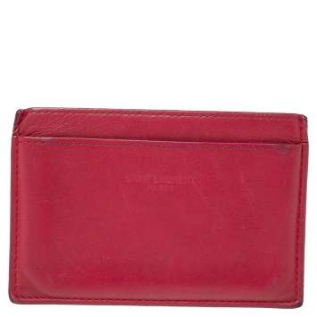 Saint Laurent Fuchsia Leather Card Holder