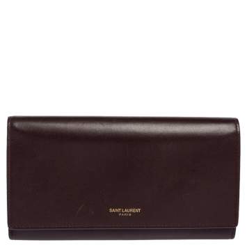 مملوكة مسبقًا Saint Laurent Maroon Leather Continental Flap Wallet
