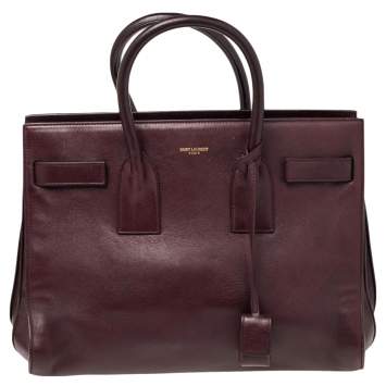 Pre Owned Saint Laurent Maroon Leather Small Classic Sac De Jour Tote