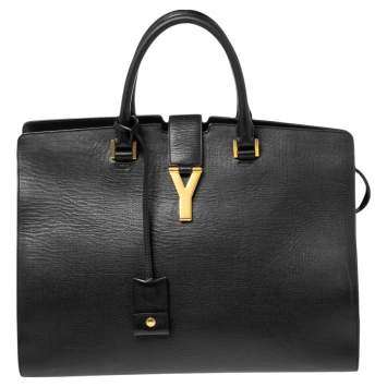 Pre Owned Saint Laurent Black Leather Large Y Cabas Chyc Tote
