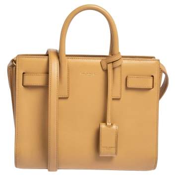 Pre Owned  Saint Laurent Beige Leather Nano Classic Sac De Jour Tote