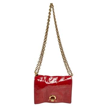Pre Owned Saint Laurent Red Patent Leather Crossbody Bag