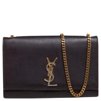 Pre Owned Saint Laurent Burgundy Leather Medium Kate Shoulder Bag