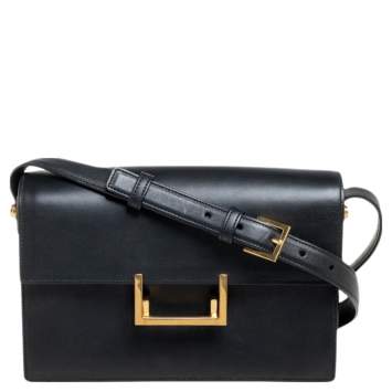 Pre Owned Saint Laurent Black Leather Medium Lulu Shoulder Bag