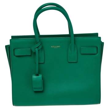 Pre Owned Saint Laurent Green Leather Baby Classic Sac De Jour Tote