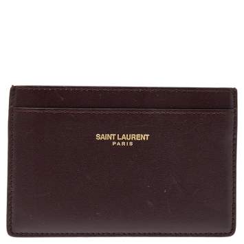 Pre Owned Saint Laurent Burgundy Leather Classic Card Holder