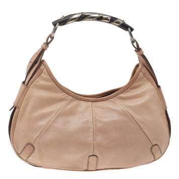 Pre Owned Saint Laurent Beige Leather Mombasa Hobo
