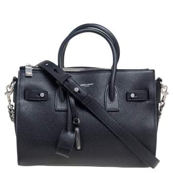 Pre Owned Saint Laurent Black Grained Leather Baby Classic Sac De Jour Tote