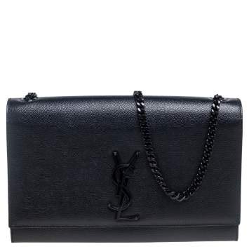 Pre Owned Saint Laurent Black Leather Medium Kate Shoulder Bag