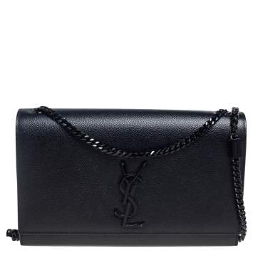 Pre Owned Saint Laurent Black Leather Medium Kate Shoulder Bag