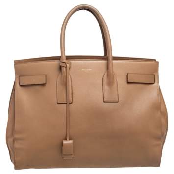 Pre Owned Saint Laurent Beige Leather Large Sac De Jour Tote