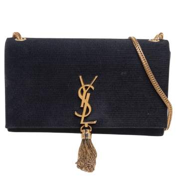 Pre Owned Saint Laurent Paris Black Suede Kate Tassel Bag
