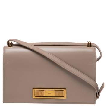 Pre Owned Saint Laurent Beige Leather Domino Shoulder Bag 