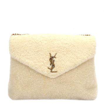Pre Owned Saint Laurent Paris Creme Shearling LouLou Toy Bag