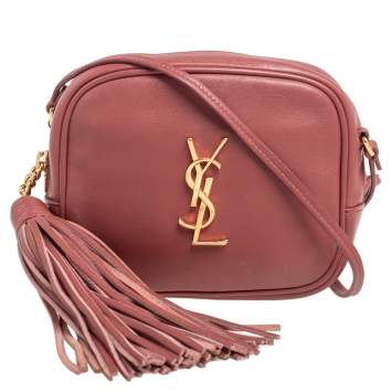 Pre Owned Saint Laurent Pale Pink Leather Mini Blogger Crossbody Bag