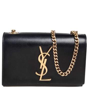 Pre Owned Saint Laurent Black Leather Small Kate Shoulder Bag