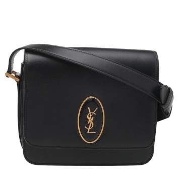 Pre Owned Saint Laurent Black Leather Small Le 61 Saddle Bag