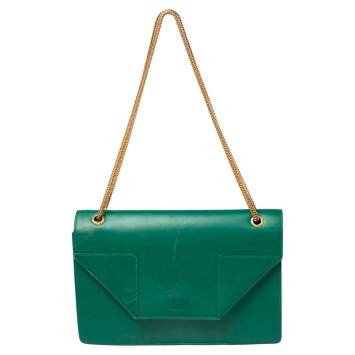 Pre Owned Saint Laurent Green Leather Medium Betty Shoulder Bag