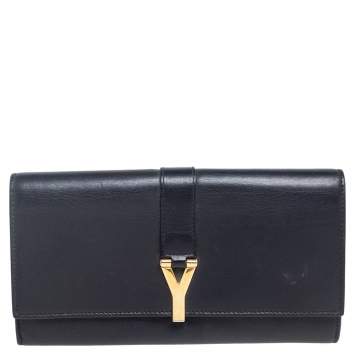 Pre Owned Saint Laurent Black Leather Chyc Wallet 