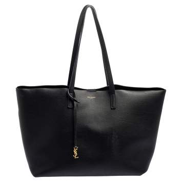 Pre Owned Saint Laurent Black Leather Shopper Tote