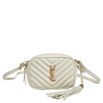 Pre Owned Saint Laurent White Leather Monogram Loulou Belt Bag