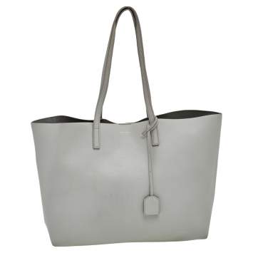 Pre Owned Saint Laurent Grey Leather Shopper Tote