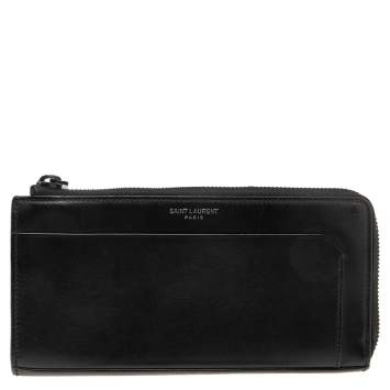 مملوكة مسبقًا Saint Laurent Black Leather Long Wallet