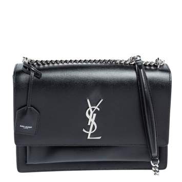 Pre Owned Saint Laurent Black Leather Large Sunset Shoulder Bag