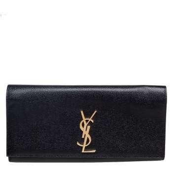 Pre Owned Saint Laurent Black Leather Kate Flap Clutch