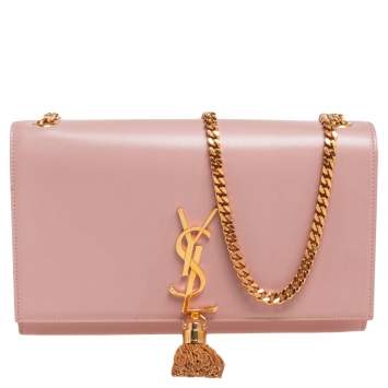 Pre Owned Saint Laurent Pink Leather Medium Kate Tassel Shoulder Bag