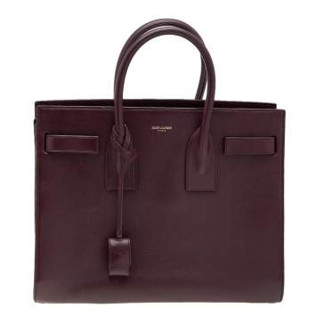 Pre Owned Saint Laurent Burgundy Leather Small Sac De Jour Tote