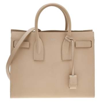 Pre Owned Saint Laurent Beige Leather Small Classic Sac De Jour Tote