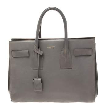 Pre Owned Saint Laurent Grey Leather Small Classic Sac De Jour Tote