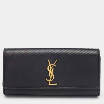 Pre Owned Saint Laurent Black Quilted Leather Kate Clutch