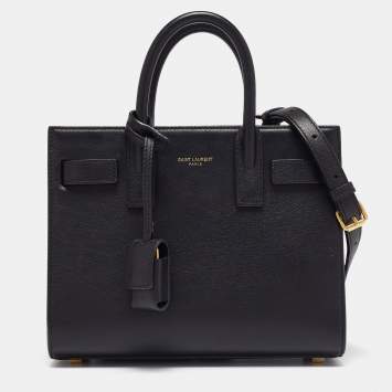 Pre Owned Saint Laurent Black Leather Nano Classic Sac De Jour Tote