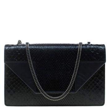 Pre Owned Saint Laurent Paris Black Python Betty Shoulder Bag