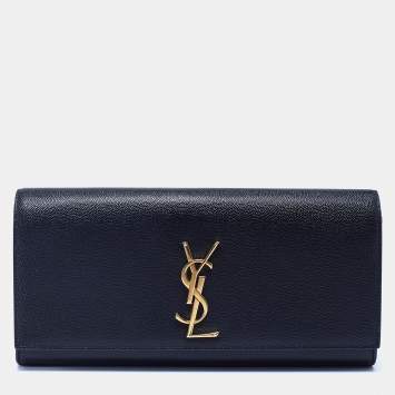 Pre Owned Saint Laurent Black Grained Leather Kate Clutch