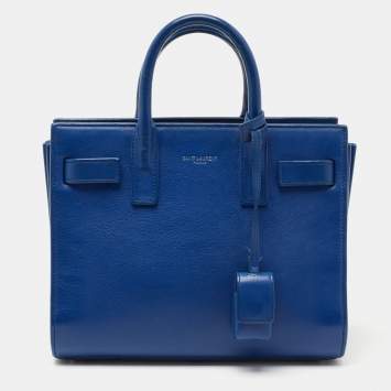 Pre Owned Saint Laurent Blue Leather Nano Classic Sac De Jour Tote