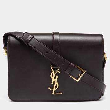 مملوكة مسبقًا Saint Laurent Burgundy Leather Medium Monogram Universite Shoulder Bag