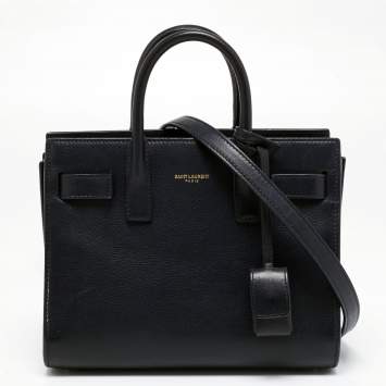 Pre Owned Saint Laurent Black Leather Nano Classic Sac De Jour Tote