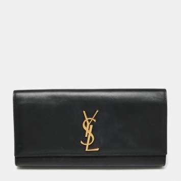 Pre Owned Saint Laurent Black Leather Kate Flap Clutch